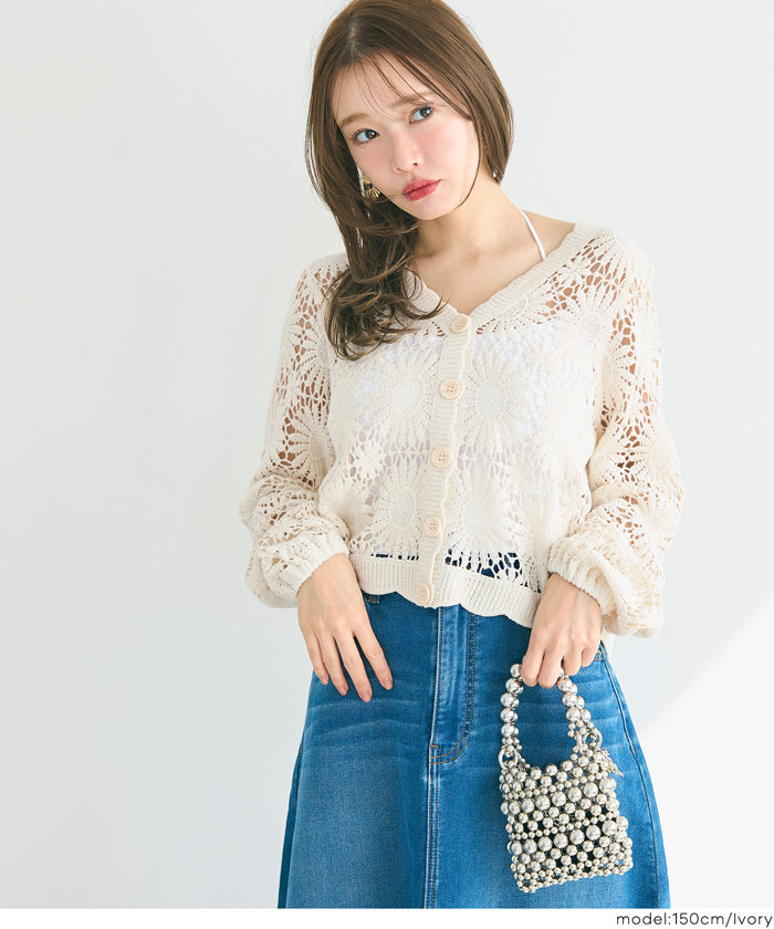 チェスティ　フラワーカーディガン　新品タグ付き チェスティ☆今季！フラワーモチーフカーディガン☆ブラック！新品