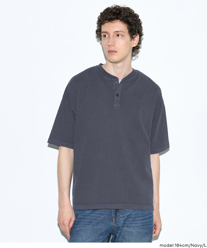 ビンテージ加工ヘンリーネックTシャツ メンズ メール便不可 – coca公式