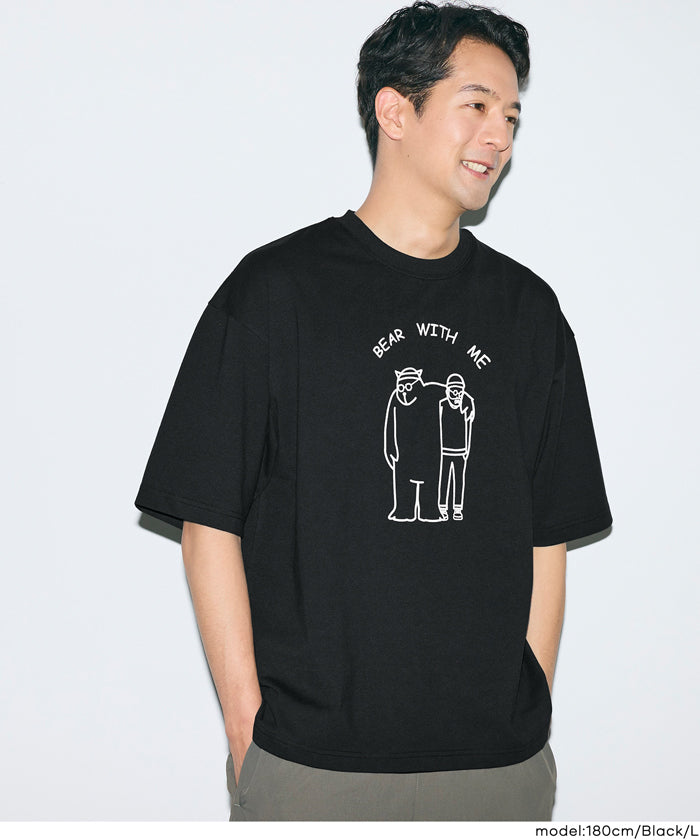 セール☆1690円→1490円 ベアイラストプリント半袖Tシャツ メンズ