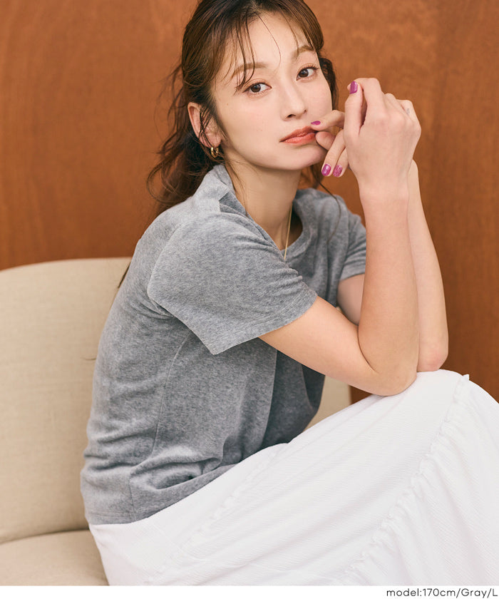 コットンベロアコンパクトTシャツ レディース メール便不可【西山茉希