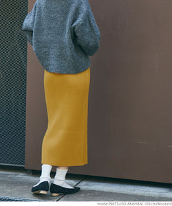 Coordinate and move freely! Rib Knit I Line Skirt Women's Tight Stretch Plain No Mail Delivery 22aw coca Coca