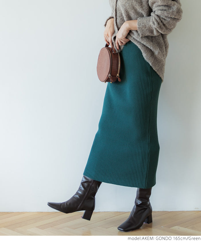 Coordinate and move freely! Rib Knit I Line Skirt Women's Tight Stretch Plain No Mail Delivery 22aw coca Coca