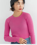 Knit Women's Crew Neck Lightweight Thin Ribbed Top Sweater Long Sleeve Plain Stretch Tight Soft Mail Delivery Available