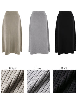 Rib Knit Skirt Women's Rib A Line Flare Waist Rubber Plain Stretch Mail Delivery Impossible 22aw Coca Coca