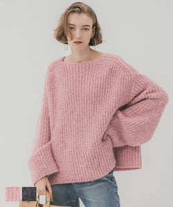 Sale 2990 yen → 1990 yen Tops Women's knit boucle yarn wide