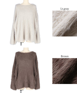 Knit Women's Shaggy Round Neck Shaggy Knit Medium Length Long Sleeve Brushed Pullover Free Shipping/No Mail Delivery 22aw