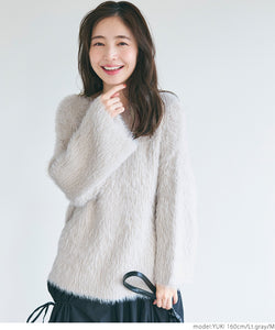 Knit Women's Shaggy Round Neck Shaggy Knit Medium Length Long Sleeve Brushed Pullover Free Shipping/No Mail Delivery 22aw