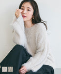 Knit Women's Shaggy Round Neck Shaggy Knit Medium Length Long Sleeve Brushed Pullover Free Shipping/No Mail Delivery 22aw