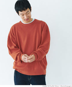 Sale ★ 1990 yen → 1690 yen Sweat-like sweatshirt Men's knitted crew neck  long sleeve sleeve rib polyester 100 plain fabric no mail delivery 22aw