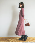 Knit Dress Women's Rib Knit Maxi Length Long Length A Line Long Sleeve Stretch No Mail Delivery 22aw