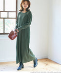 Knit Dress Women's Rib Knit Maxi Length Long Length A Line Long Sleeve Stretch No Mail Delivery 22aw