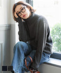 Sale 2490 yen → 1990 yen Knitted ladies' turtleneck knitted middle length high necked pullover long sleeves elastic plain fabric no mail delivery 22aw coca coca