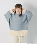 Kids 100-140 Knit Bicolor Knit Long Sleeve High Neck Off Turtle Slit Rib Girls Parents and Children Matching Children's Clothing No Mail Delivery Coca Coca