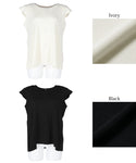 Knit Tops Women's Back Pearl Summer Knit French Sleeve Elastic Flare Silhouette Neat Mail Delivery No 23ss coca coca