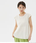 Knit Tops Women's Back Pearl Summer Knit French Sleeve Elastic Flare Silhouette Neat Mail Delivery No 23ss coca coca