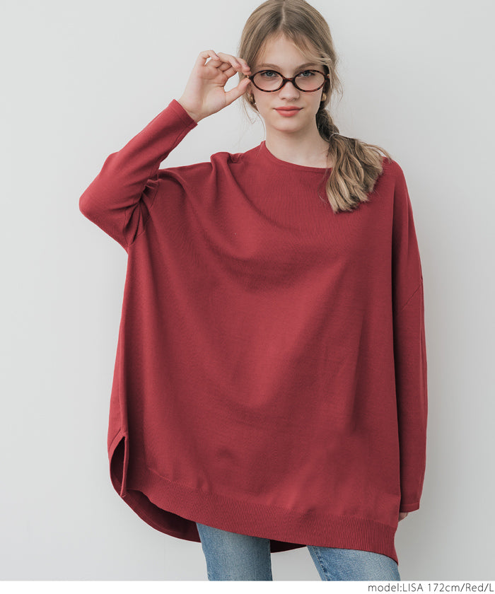 旧仕様】クルーネックニットチュニック レディース メール便不可