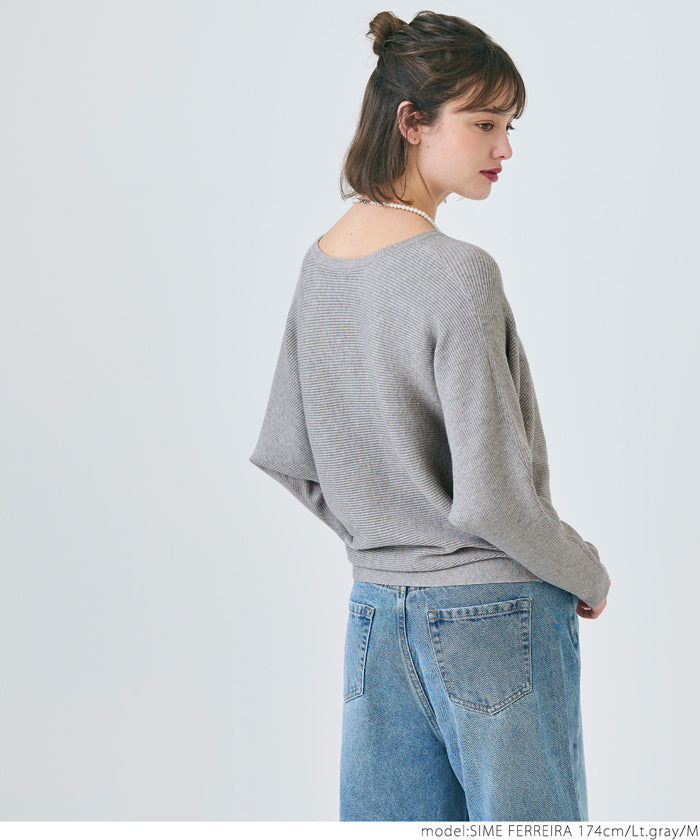 旧仕様限定】ドルマンスリーブVネックニット レディース メール便不可