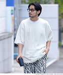 Short-sleeved knit men's dolman sleeve short-sleeved sleeve rib cut-and-sew simple plain layered oversize mail delivery impossibility 23ss coca coca