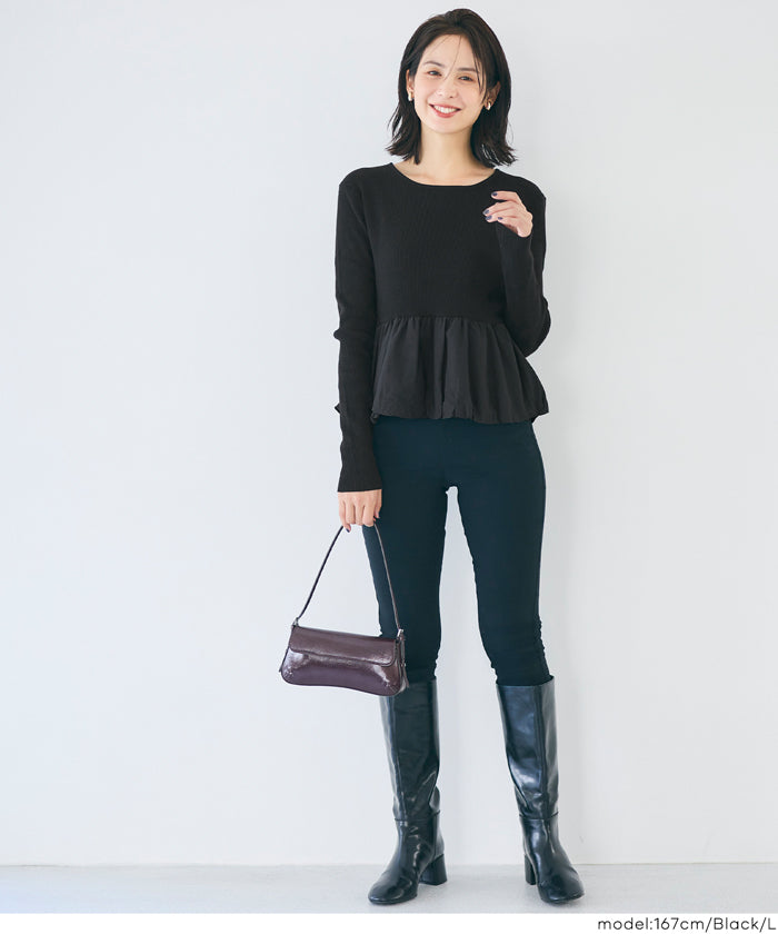 裾バルーンドッキングニットトップス レディース メール便不可 – coca