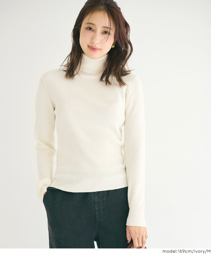 軽量ニット タートルネックラウンドヘム レディース メール便不可