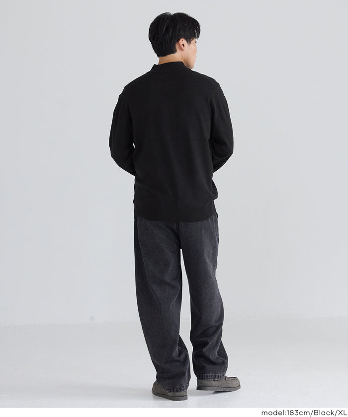 コットンタッチモックネックニットトップス メンズ メール便不可