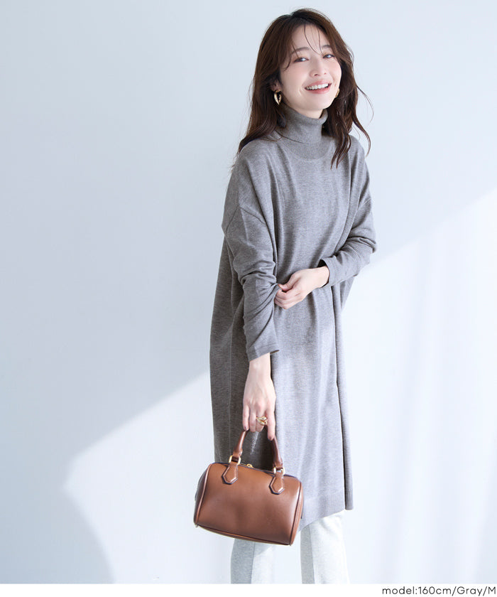セール☆2690円→1490円タートルニットワンピース レディース メール便