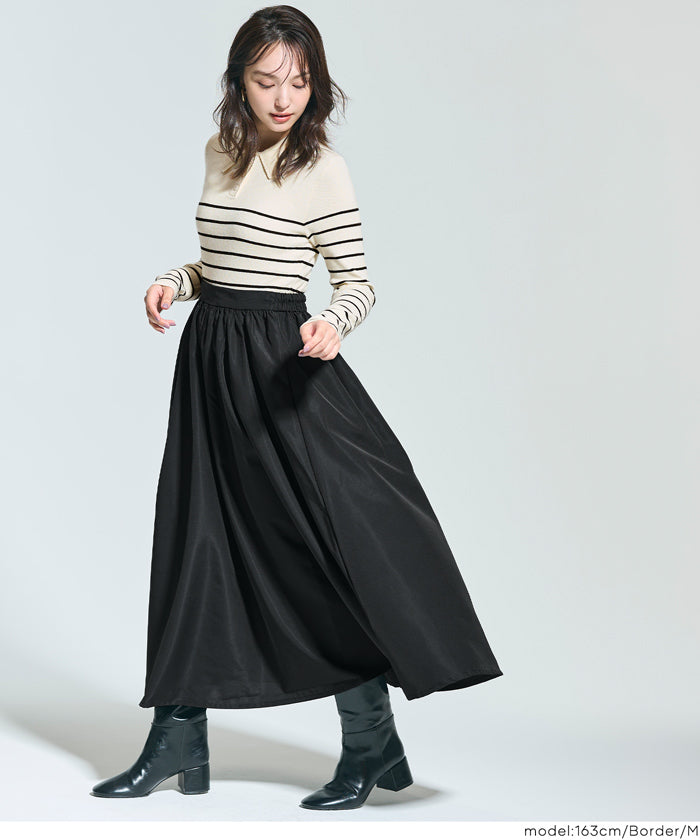 [完売]ポロニットドッキングワンピース grove ワンピース 「時短コーデ」ポロニットドッキングワンピース