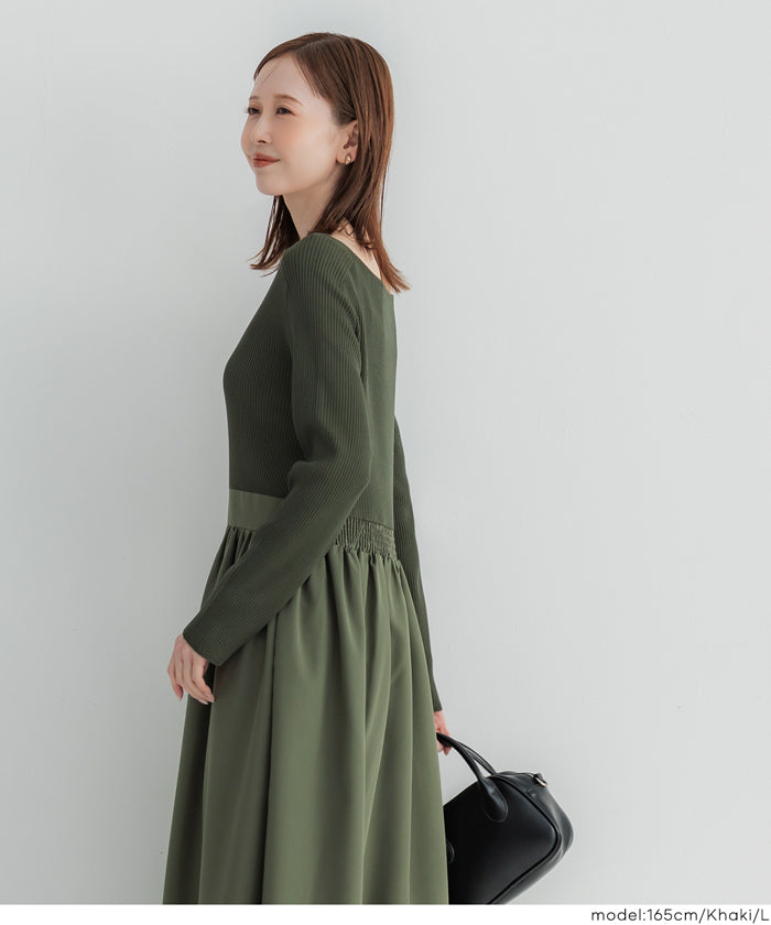 セール☆3490円→2990円ニットドッキングワンピース レディース メール