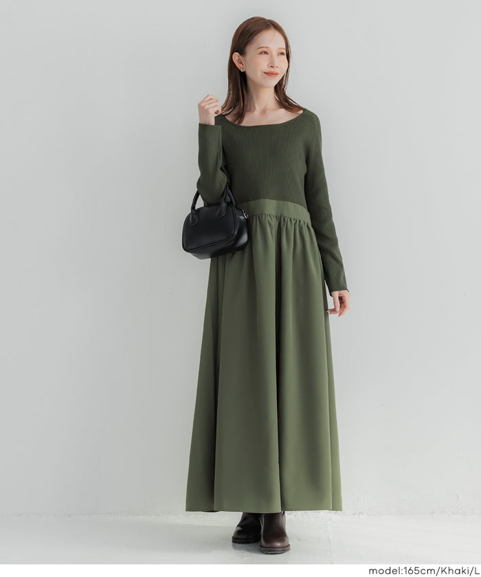 セール☆3490円→2990円ニットドッキングワンピース レディース メール