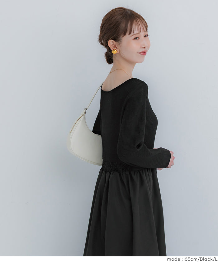 セール☆3490円→2990円ニットドッキングワンピース レディース メール