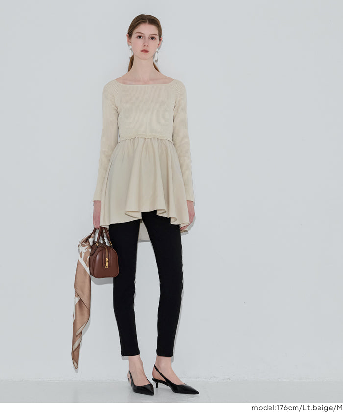 異素材切り替えニットトップス レディース メール便不可 – coca公式ストア