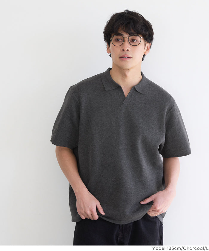 ダブルジャガードスキッパーポロニット メンズ メール便不可 – coca