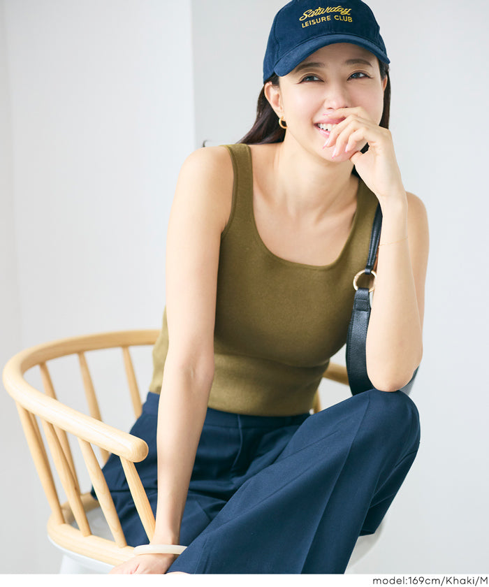 スクエアネックニットタンクトップ レディース メール便不可【田中里奈