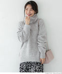 Fluffy yak-style turtleneck knit ladies' knit yak-style sweater drop shoulder long sleeve plain fabric no mail delivery 22aw coca coca