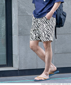 Half pants men's shorts zebra pattern mid-length length elastic waist shorts shorts no mail delivery coca coca