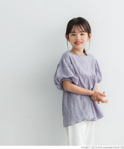 [Kids 100-130] [Mail delivery possible] Children's clothes gathered blouse Dobby embroidery square neck sleeve volume girls parent and child matching coca coca